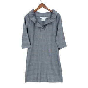 GRETCHEN SCOTT Ruffle Neck Dress Wall Streeter Plaid